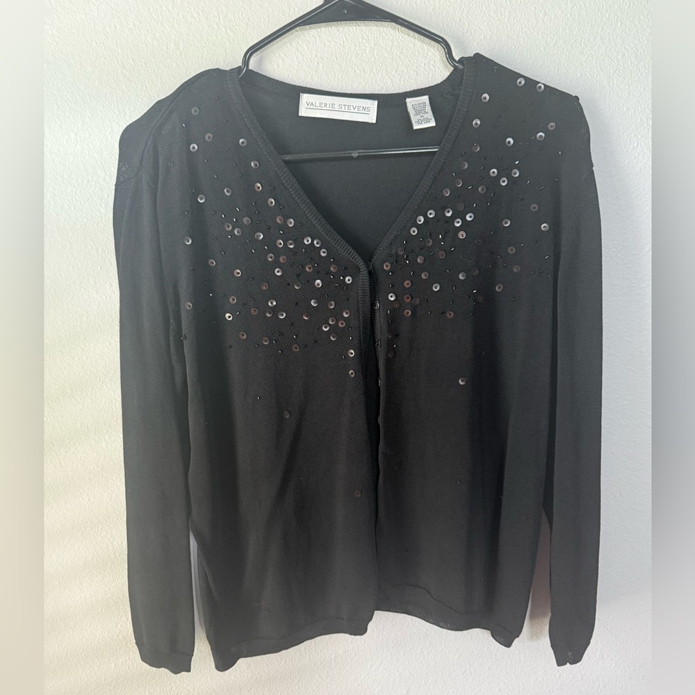 Valerie Stevens Black Embellished Sweater